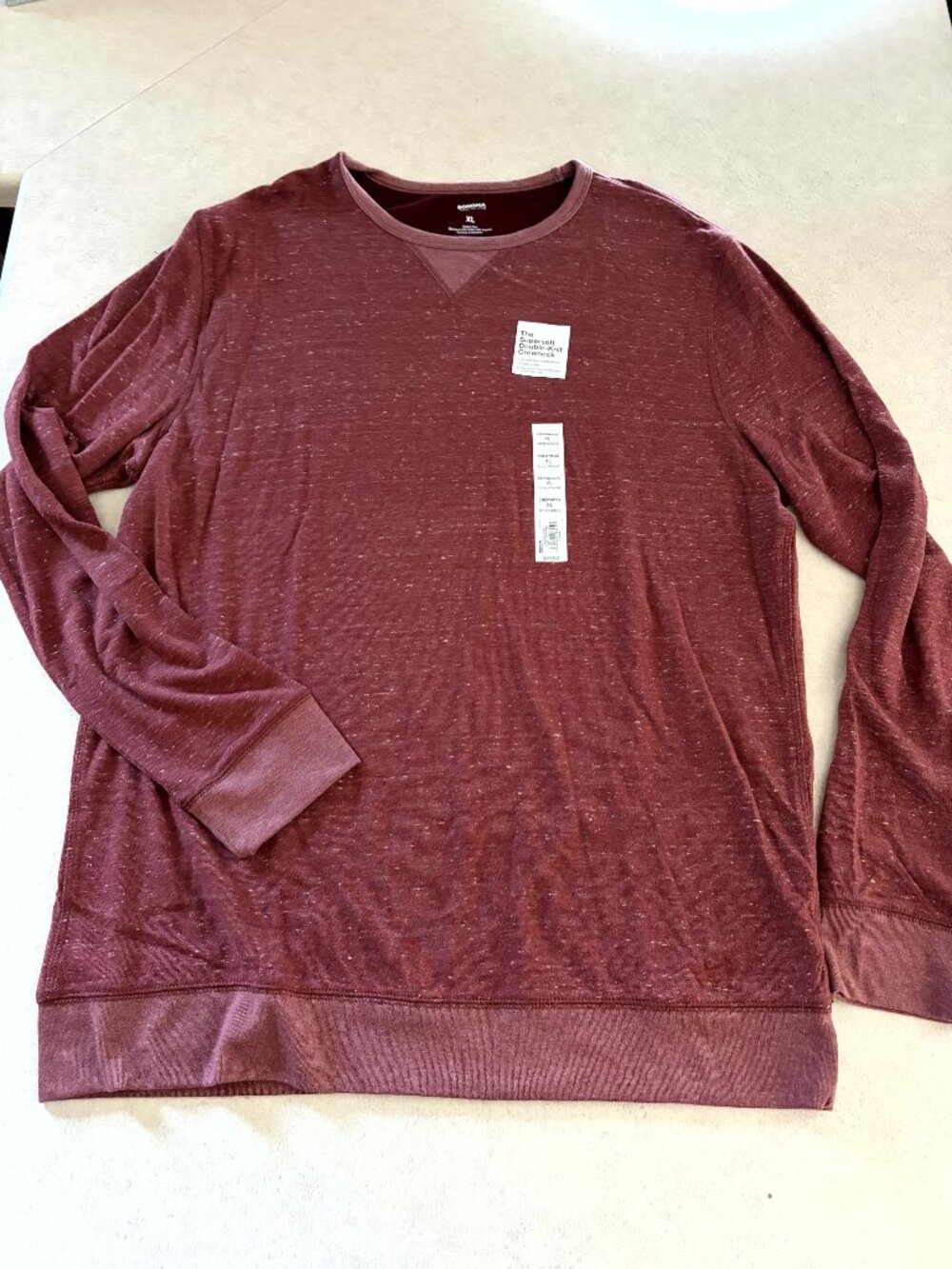 Sonoma Goods For Life Supersoft T-Shirt Mens Size XL Burgundy Crewneck Tee NWT